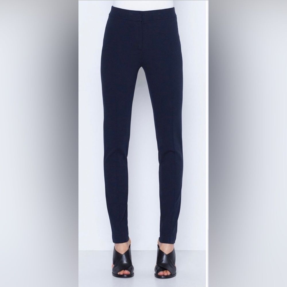 Akris Punto Mara Navy Blue  Pintuck Stretch Jersey Pants size 2